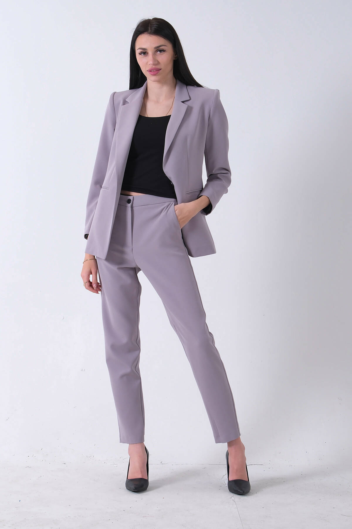 Gri Klasik Yaka Ceketli Takım 0106309.06 - Ardanewline