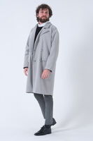 Gri Oversize Erkek Yaka Kaşe Kaban 01015002.06 - 2