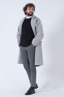 Gri Oversize Erkek Yaka Kaşe Kaban 01015002.06 - 3