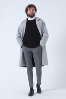 Gri Oversize Erkek Yaka Kaşe Kaban 01015002.06 - 4