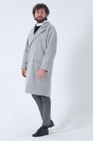 Gri Oversize Erkek Yaka Kaşe Kaban 01015002.06 - 6