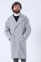 Gri Oversize Erkek Yaka Kaşe Kaban 01015002.06 - 7
