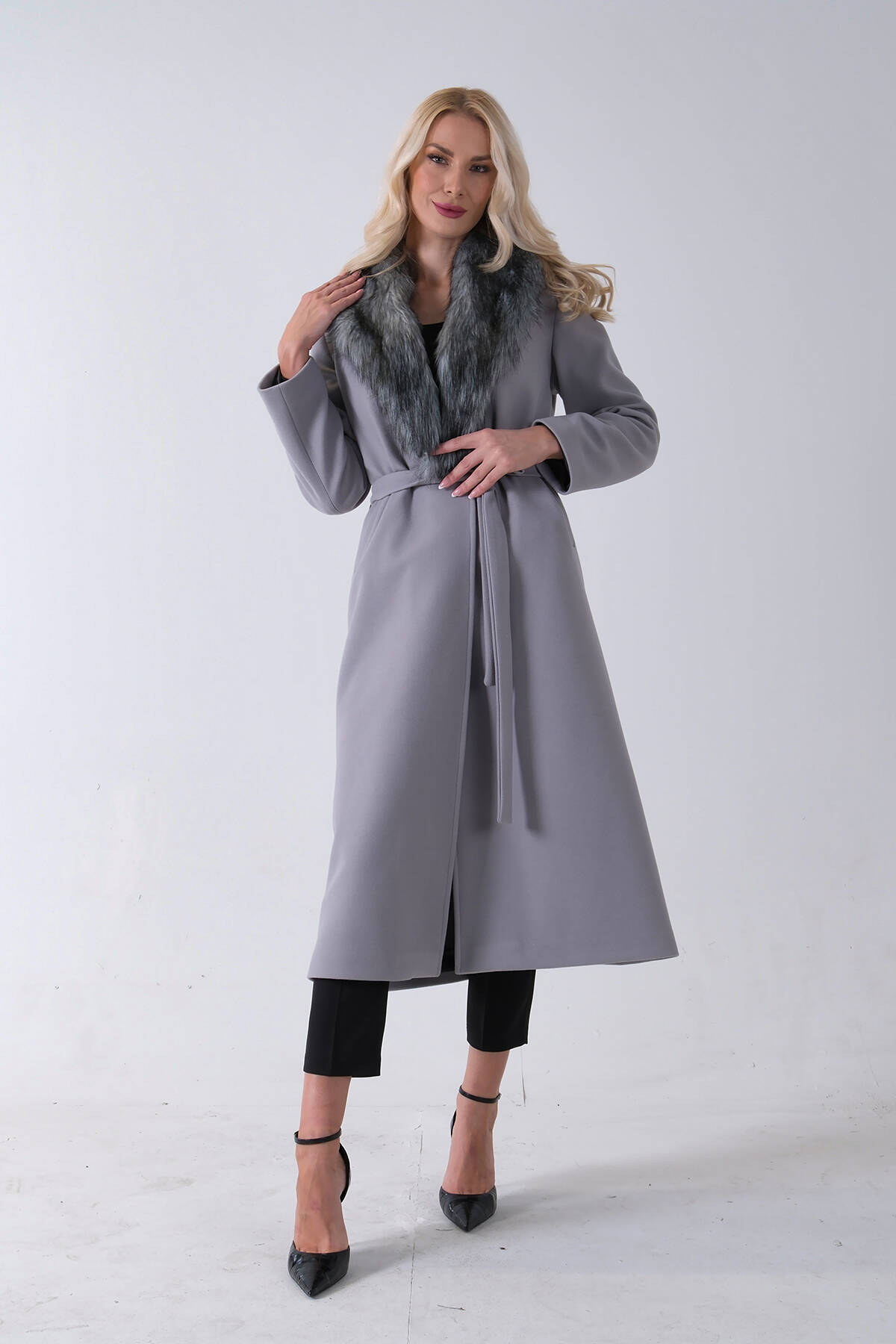 Gri Seyyar Kürklü Astarlı Kaşe Kaban 0108070.06 - Ardanewline (1)