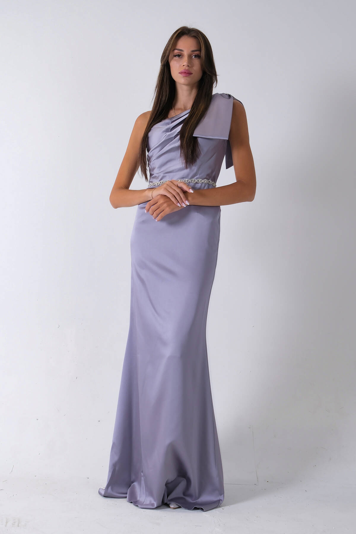 Gri Tek Omuz Drapeli Taş Detaylı Abiye 0801009.06 - Ardanewline (1)