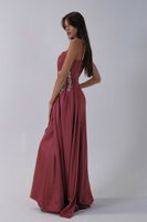Gül Beli ve Askısı Taş İşlemeli Yırtmaç Detaylı Abiye 0801033.25 - 5