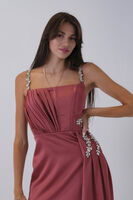 Gül Beli ve Askısı Taş İşlemeli Yırtmaç Detaylı Abiye 0801033.25 - 7