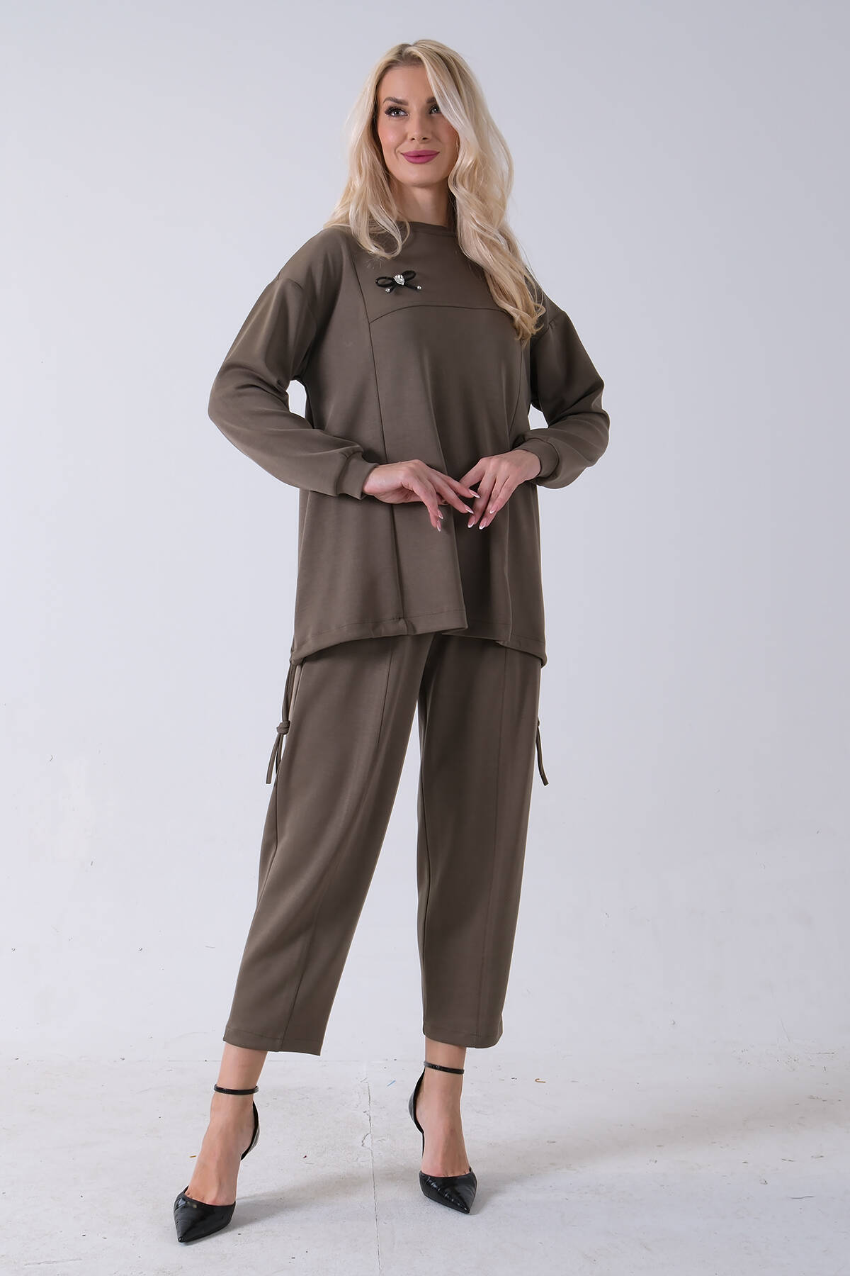 Haki Bisiklet Yaka Tunik Pantolonlu Takım 4577261.23 - Ardanewline (1)