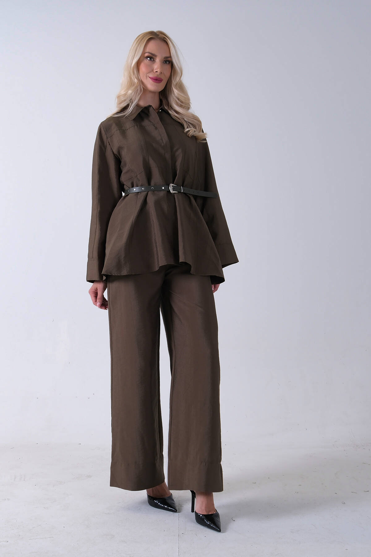 Haki Bol Paça Pantolon Kemerli Parçalı Tunik Takım 5303167.23 - Ardanewline (1)