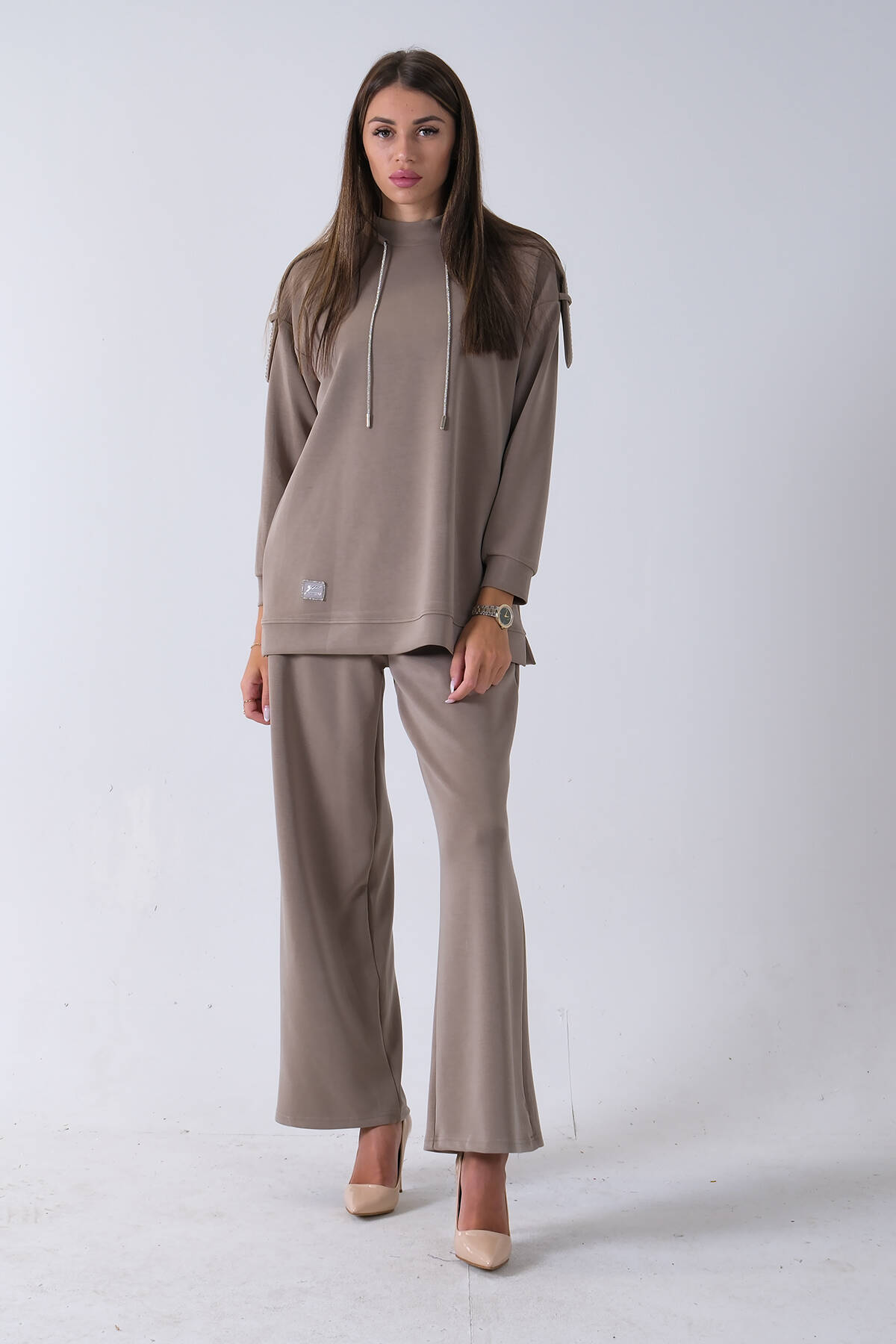 Haki Omuz Apolet Detaylı Yakası İpli Tunik Pantolonlu Takım 4577281.23 - Ardanewline