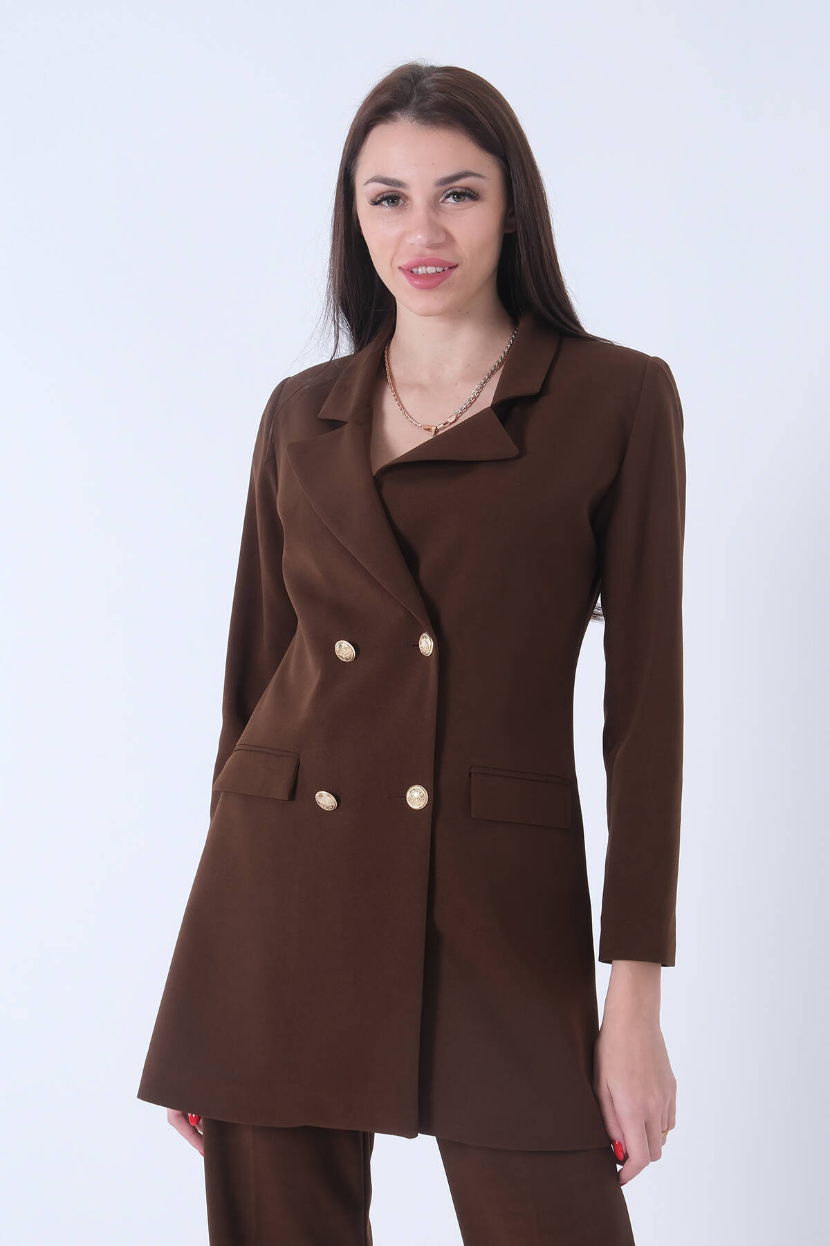 Kahve Astarlı Düğme Kapamalı Blazer Ceket 0105123.05 - Ardanewline