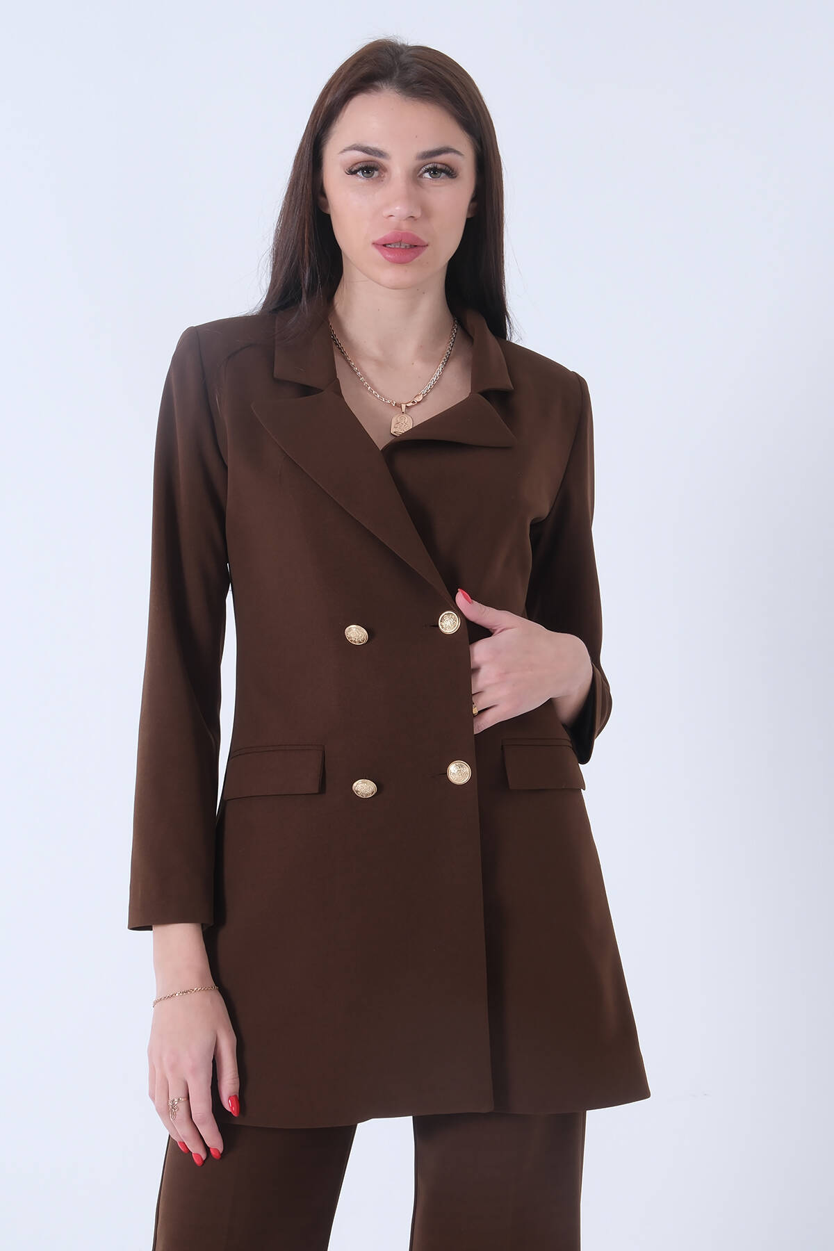 Kahve Astarlı Düğme Kapamalı Blazer Ceket 0105123.05 - Ardanewline (1)