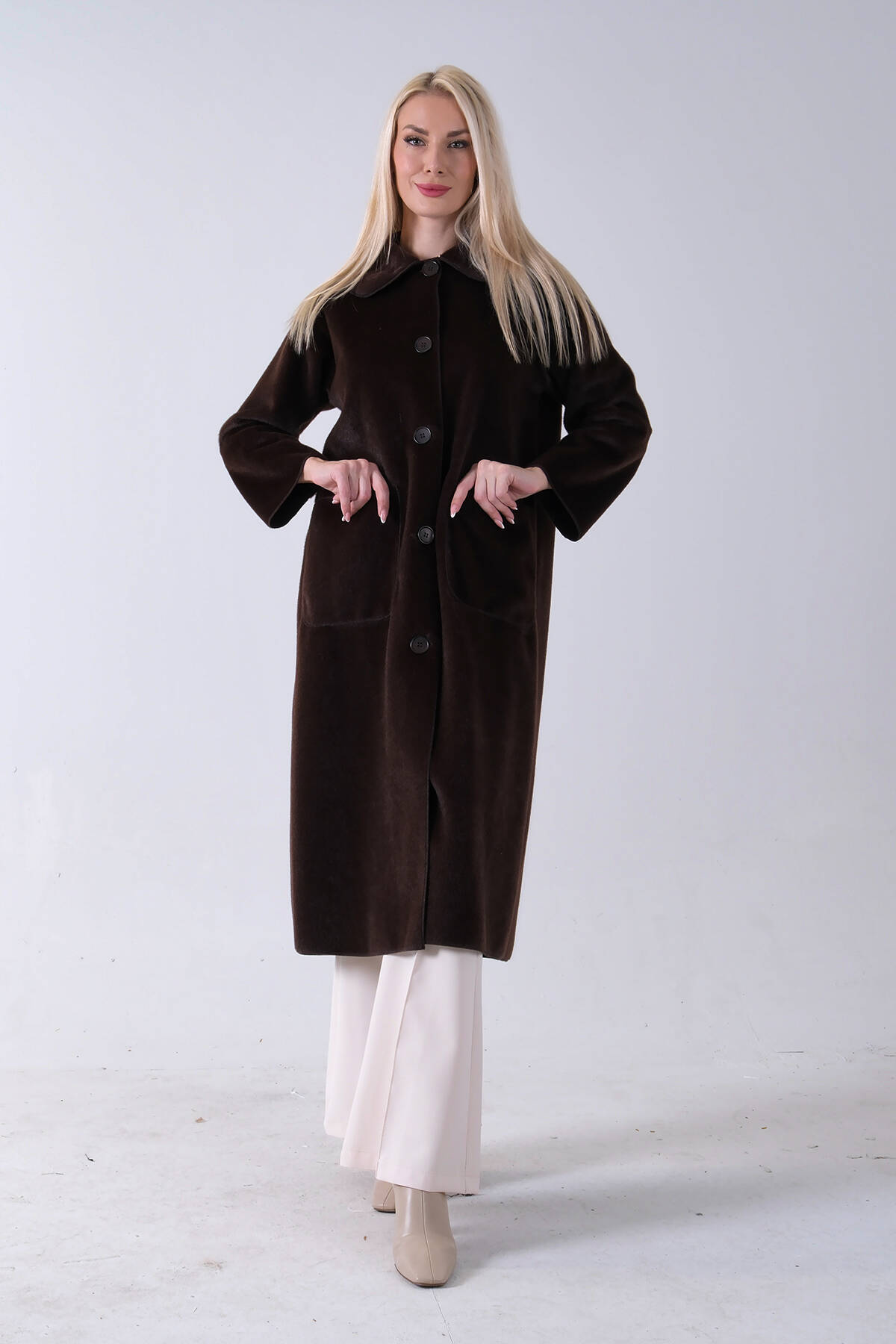 Kahve Bebe Yaka Çift Cepli Kaban 31050686.05 - Ardanewline