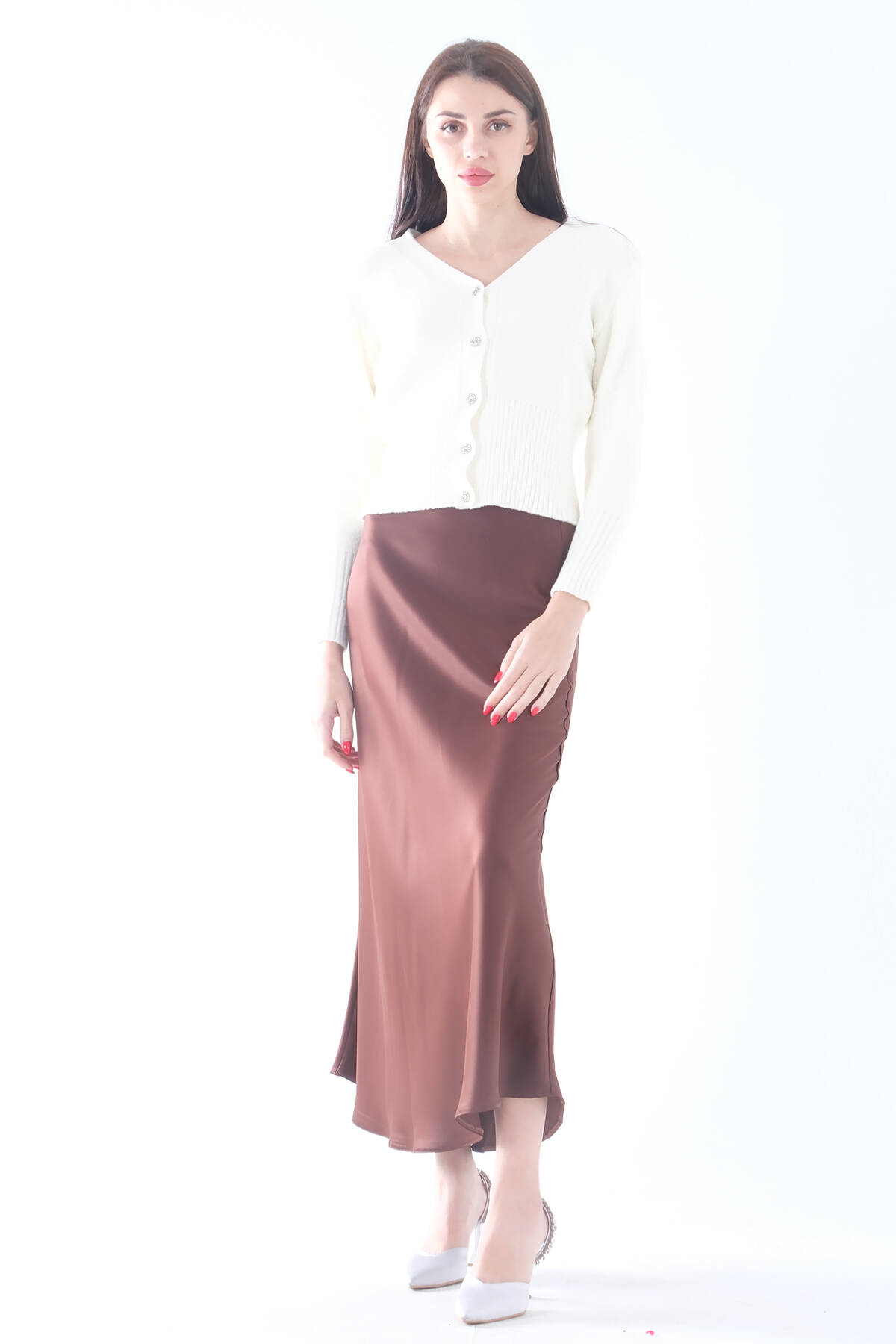 Kahve Bel Lastikli Saten Etek 3979463.05 - Ardanewline