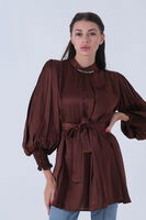 Kahve Belden Bağlamalı Yakası Taşlı Tunik 45951971.05 - 2