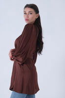 Kahve Belden Bağlamalı Yakası Taşlı Tunik 45951971.05 - 4