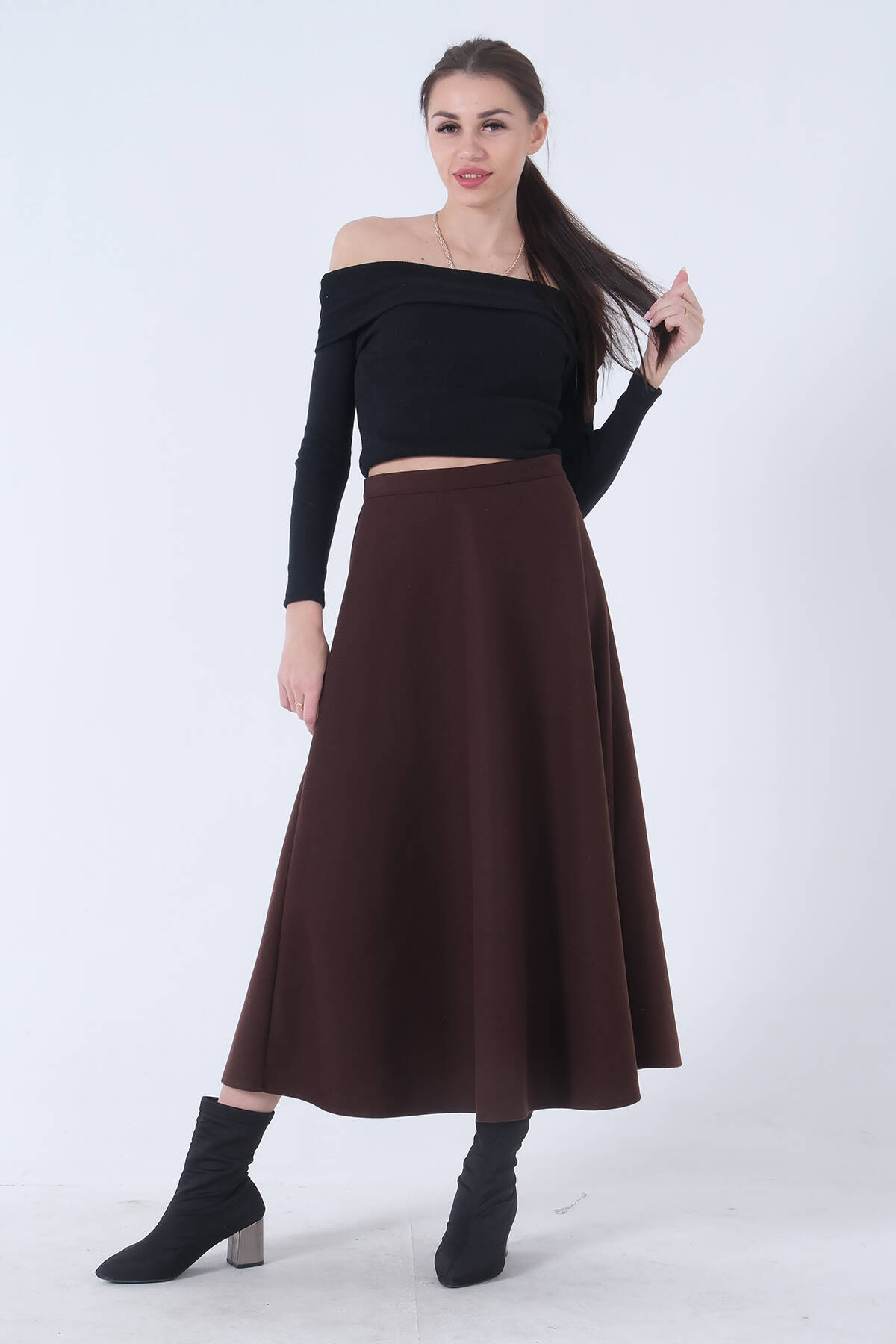 Kahve Kaşe Kloş Etek 31030465.05 - Ardanewline