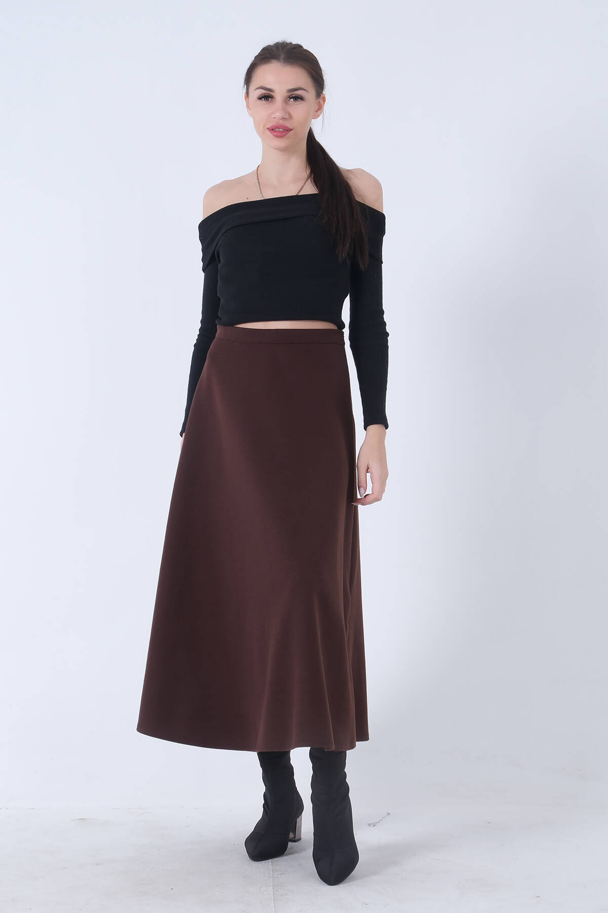 Kahve Kaşe Kloş Etek 31030465.05 - Ardanewline (1)
