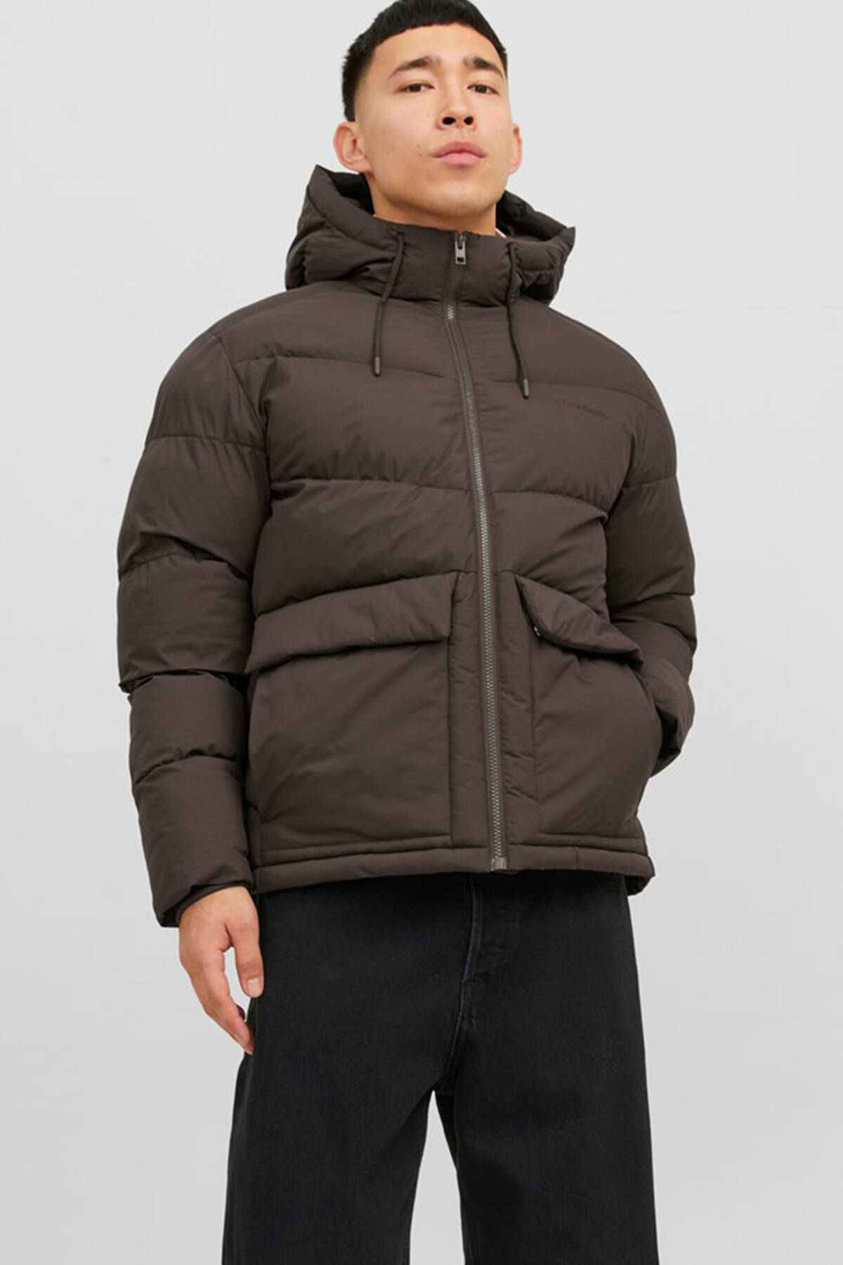 Kahve Logo Baskili Kapüsonlu Puffer Mont 77724K12238849.05 - Ardanewline (1)