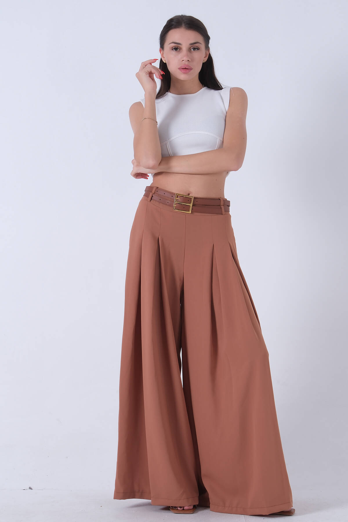 Kahve Ön Çift Pilikaşeli Pantolon 03030151.05 - Ardanewline