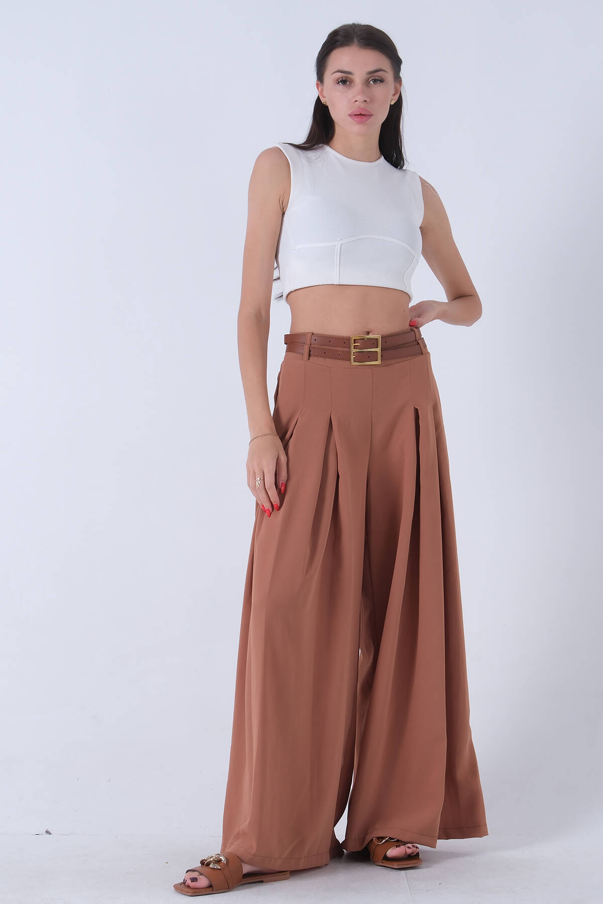 Kahve Ön Çift Pilikaşeli Pantolon 03030151.05 - Ardanewline (1)