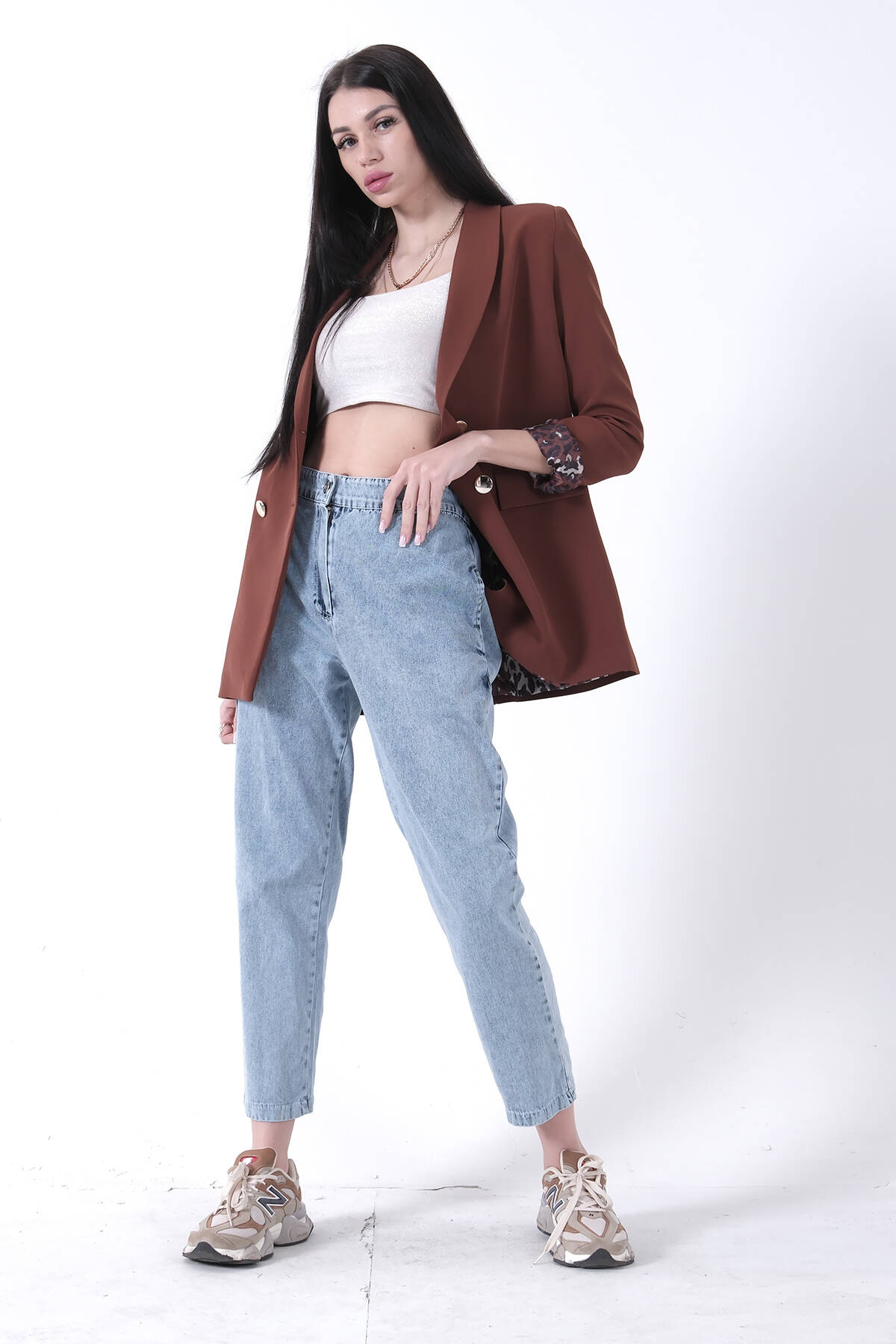 Kahve Şal Yaka Leopar Astarlı Kruvaze Ceket 39711561.05 - Ardanewline