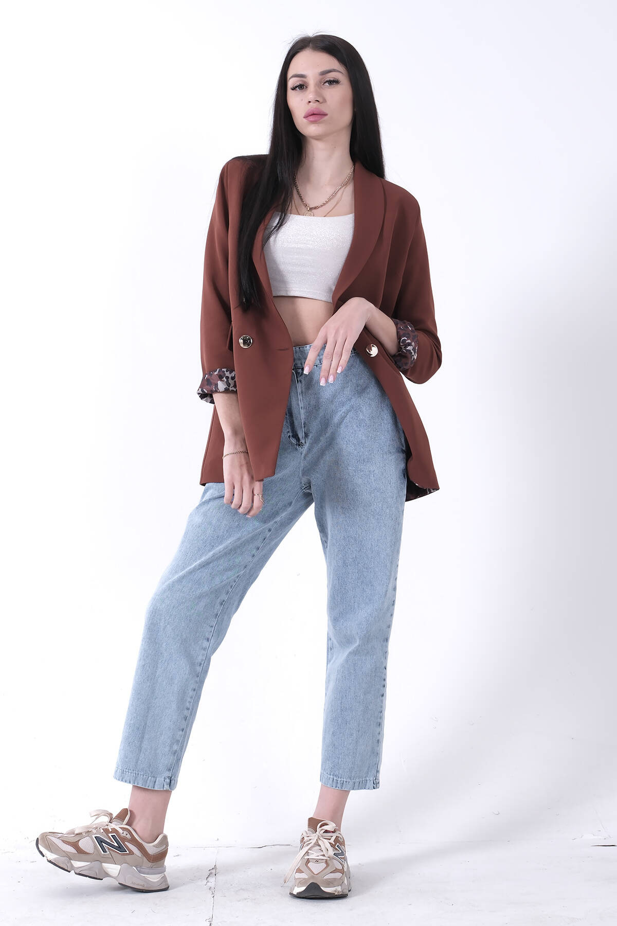 Kahve Şal Yaka Leopar Astarlı Kruvaze Ceket 39711561.05 - Ardanewline (1)