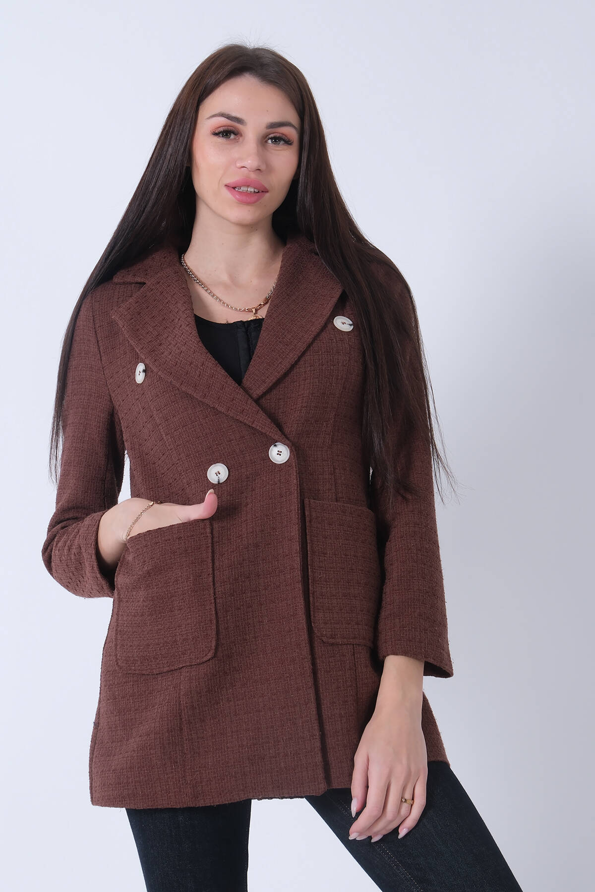 Kahve Tüvid Kumaş Ceket 4595020.05 - Ardanewline (1)