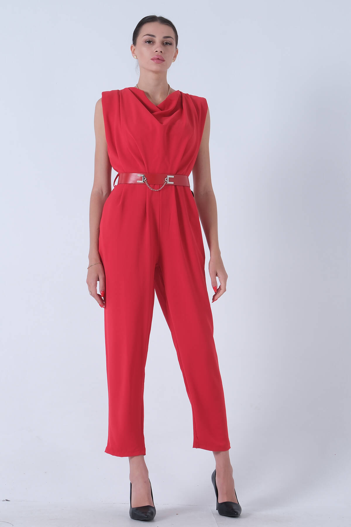 Kırmızı Degaje Yaka Tulum 4203453.08 - Ardanewline (1)