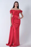 Kırmızı Drape Detaylı Saten Kumaş Abiye Elbise 9704858.08 - 2