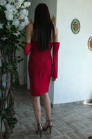 Kırmızı Drapeli Düğme Detaylı Mini Boy Abiye 9705537.08 - 6