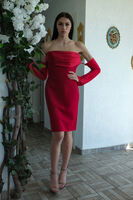 Kırmızı Drapeli Düğme Detaylı Mini Boy Abiye 9705537.08 - 7