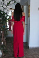 Kırmızı Fiyonk Detaylı Taş İşlemeli Abiye 9705494.08 - 4