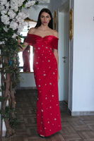 Kırmızı Fiyonk Detaylı Taş İşlemeli Abiye 9705494.08 - 5