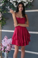 Kırmızı İp Askılı Bel Kemer Bağlamalı Mini Boy Abiye 0802004.08 - 3