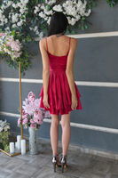 Kırmızı İp Askılı Bel Kemer Bağlamalı Mini Boy Abiye 0802004.08 - 6