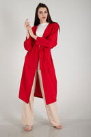 Kırmızı Krep Belden Kuşaklı Kimono 0107121.08 - 2