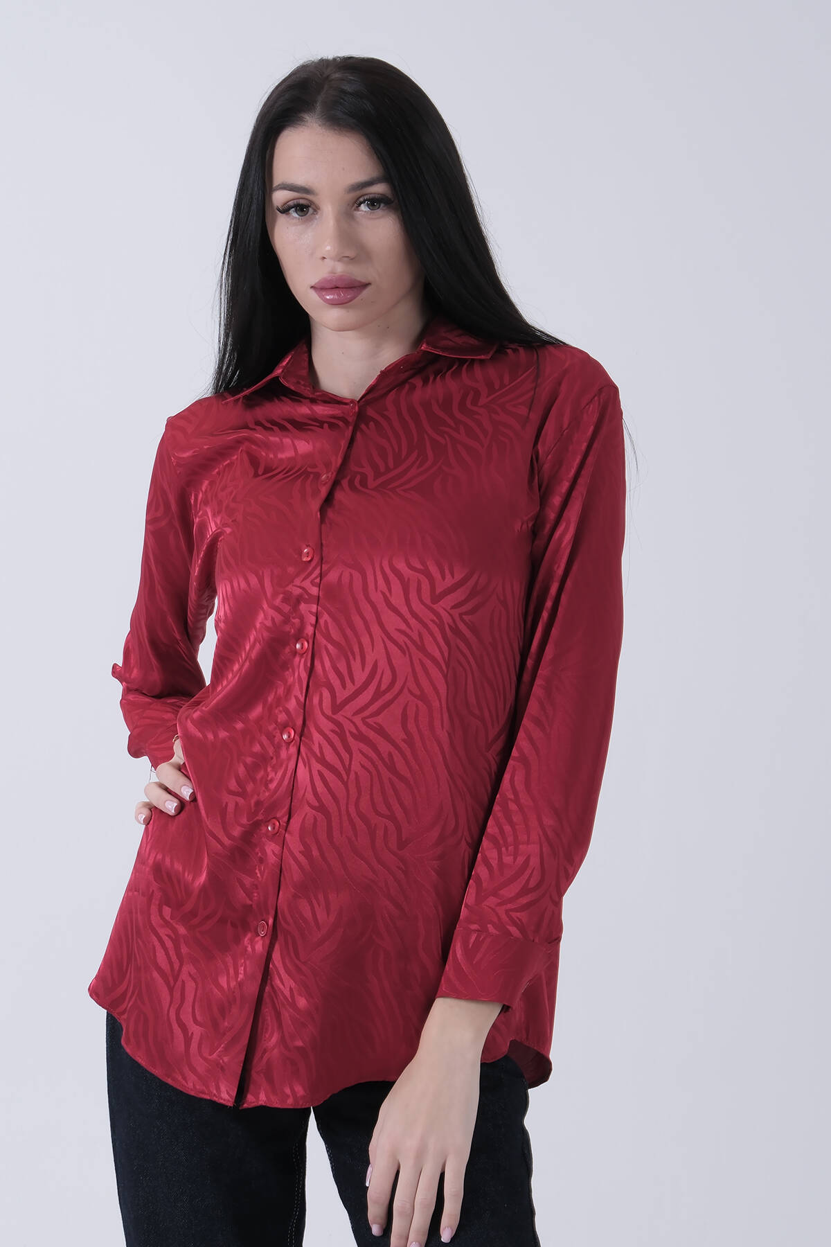 Kırmızı Oversize Jakar Bluz 3970274.08 - Ardanewline