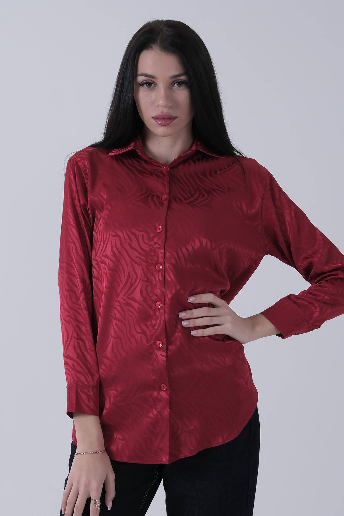Kırmızı Oversize Jakar Bluz 3970274.08 - Ardanewline (1)
