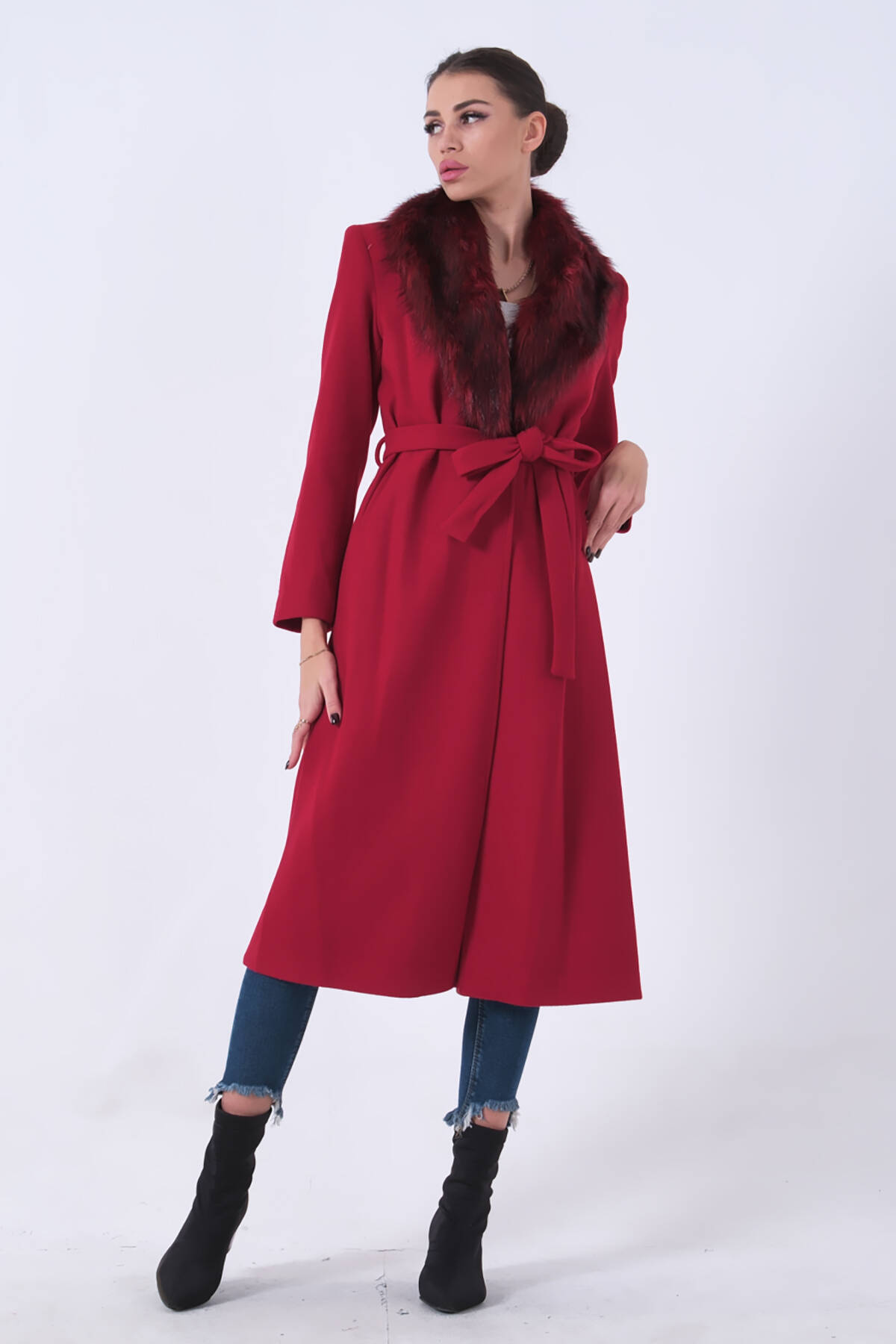 Kırmızı Seyyar Kürklü Astarlı Kaşe Kaban 0108070.08 - Ardanewline