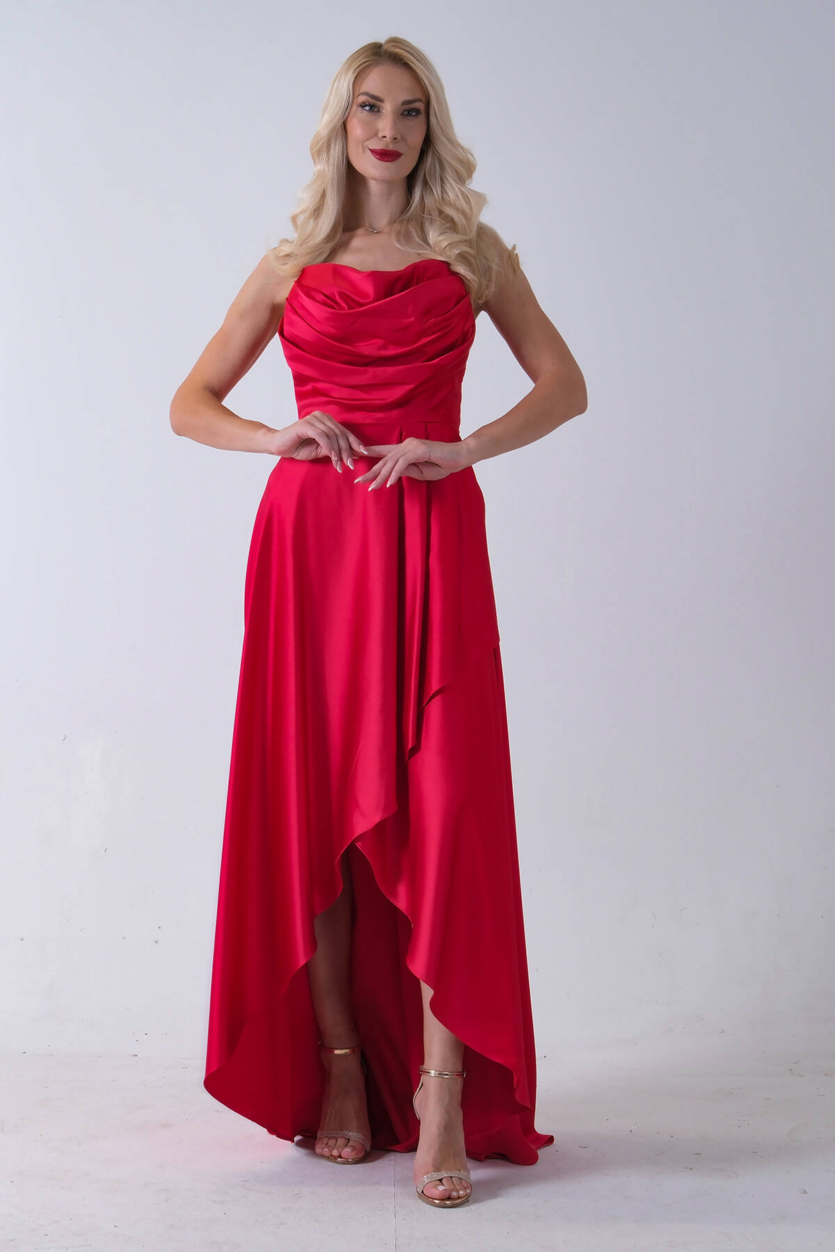 Kırmızı Yırtmaç Detaylı Saten Abiye Elbise 4522348.08 - Ardanewline (1)