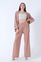Koyu Bej Kimono Pantolon İkili Krep Takım 0106314.376 - 3