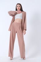 Koyu Bej Kimono Pantolon İkili Krep Takım 0106314.376 - 4