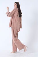 Koyu Bej Kimono Pantolon İkili Krep Takım 0106314.376 - 6