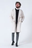 Krem Oversize Erkek Yaka Kaşe Kaban 01015002.19 - 1