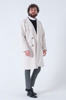 Krem Oversize Erkek Yaka Kaşe Kaban 01015002.19 - 2