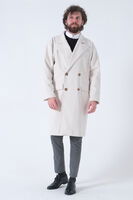 Krem Oversize Erkek Yaka Kaşe Kaban 01015002.19 - 4