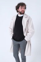 Krem Oversize Erkek Yaka Kaşe Kaban 01015002.19 - 8