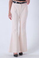 Krem Yüksek Bel İspanyol Paça Pantolon 0303891.19 - 4