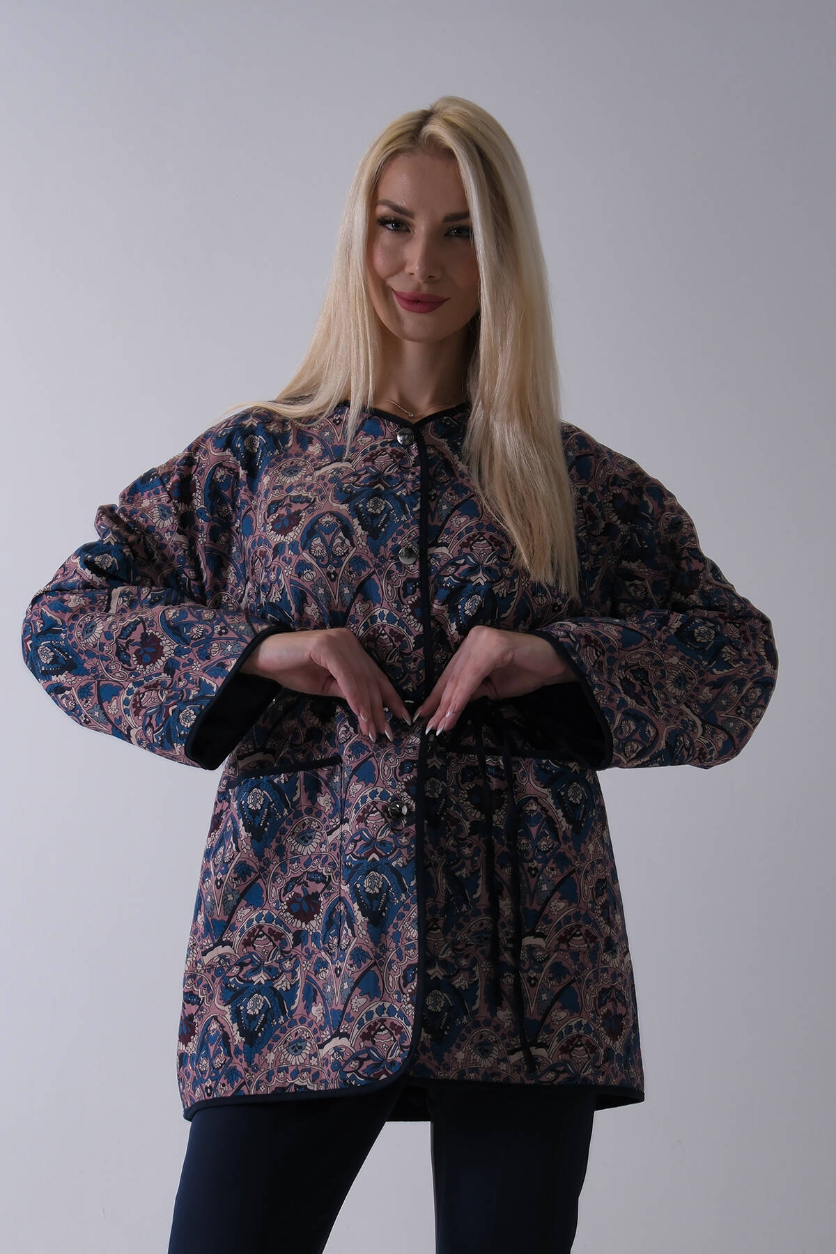 Lacivert Astarlı Biye Detaylı Cepli Kapitone Ceket 31050766.02 - Ardanewline (1)