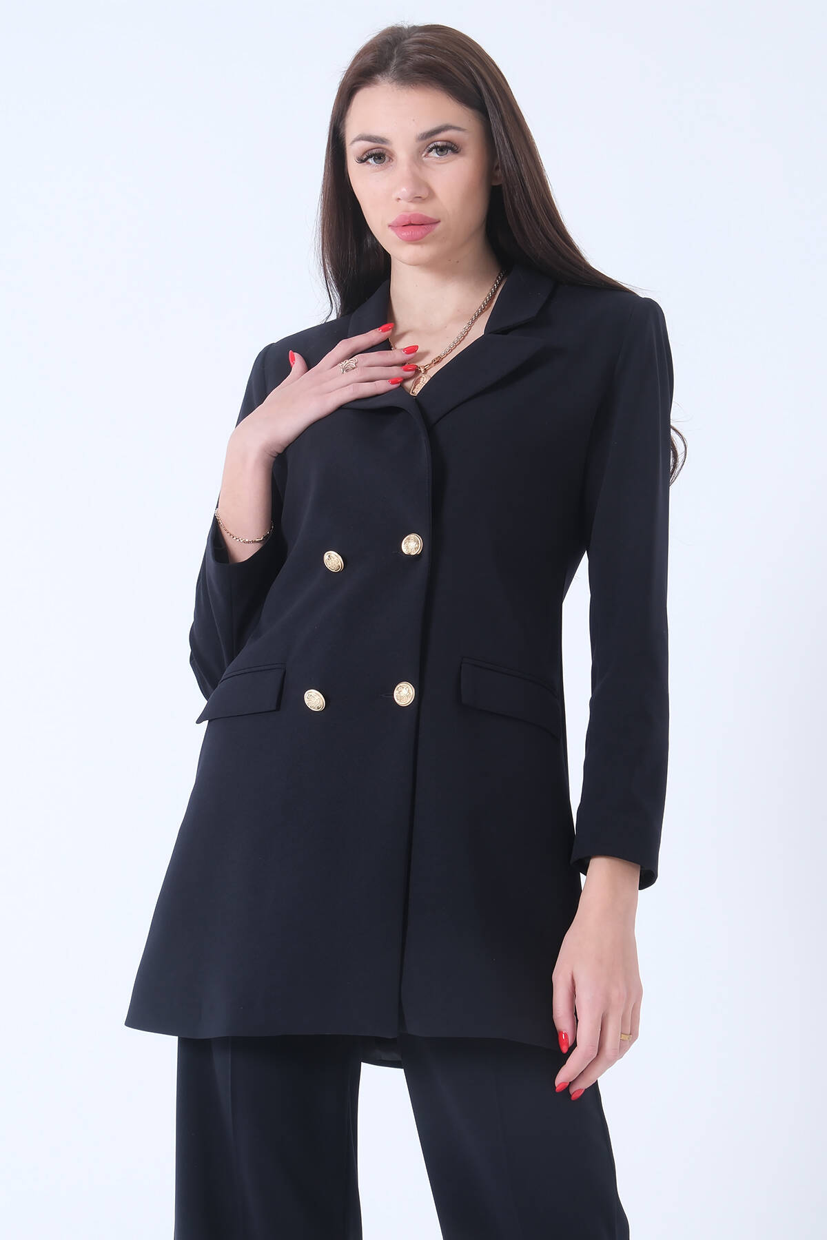 Lacivert Astarlı Düğme Kapamalı Blazer Ceket 0105123.02 - Ardanewline